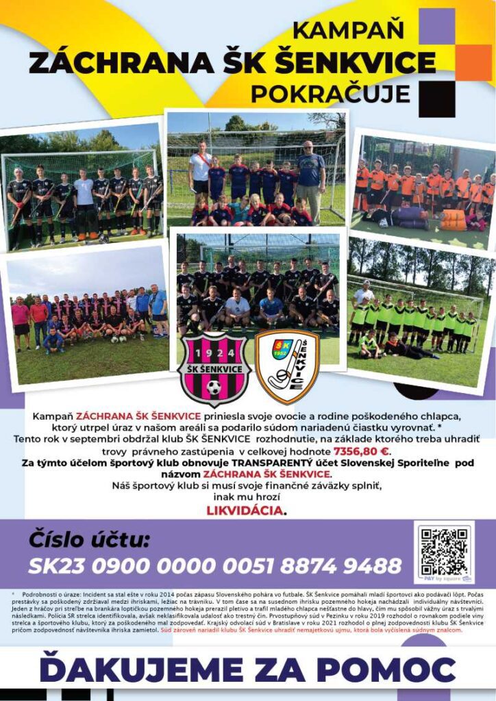 KAMPAŇ ZÁCHRANA ŠK ŠENKVICE POKRAČUJE